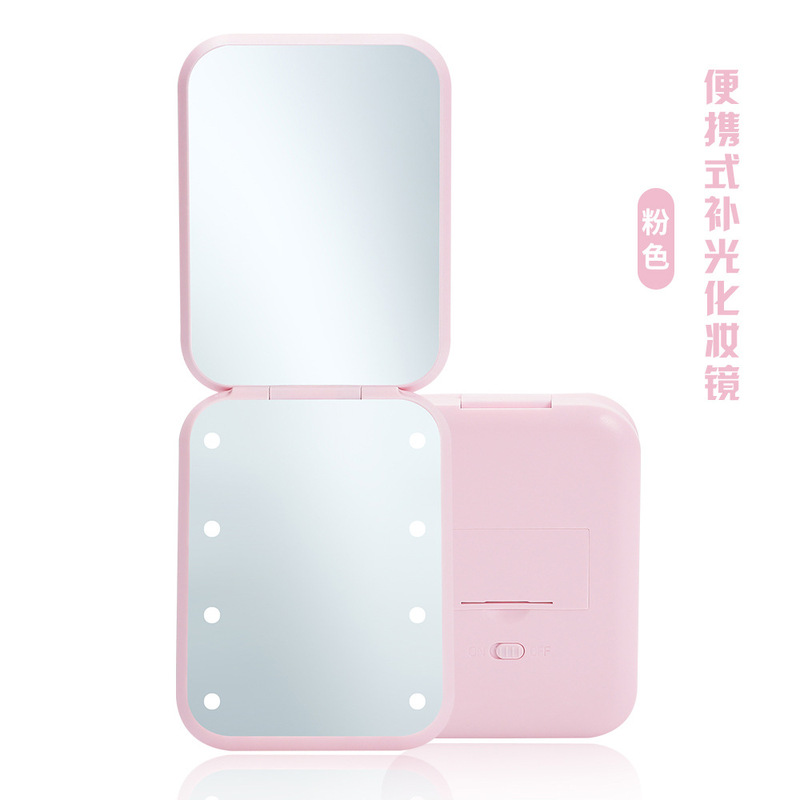 人気の携帯用LED化粧鏡、ライト付き、2倍・3倍拡大、手持ちミニギフト、正方形小型折りたたみ鏡|undefined