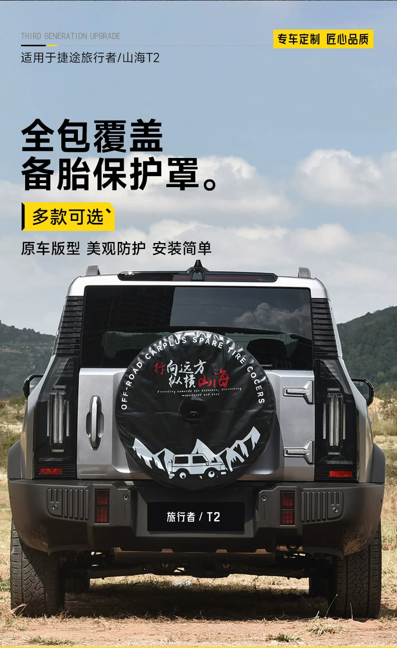 Suitable for Travelers, Full-Size Spare Tire Cover Modification, Thickened Imitation Leather Rear Cover Shell, 8at Modification Parts and Supplies
