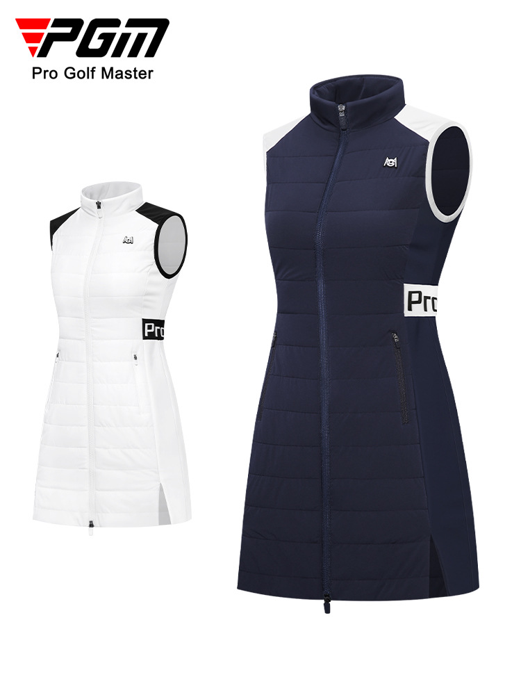 Áo ghi lê dài nữ chơi golf PGM chần bông giữ ấm thu đông — YF499-màu xanh nước biển [chần bông], YF499-Trắng [chần bông]