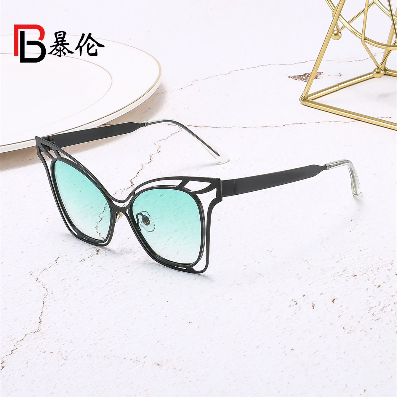2023 New Fashion Large Frame Slim Colorful Butterfly Sunglasses European and American Style Trendy Wear Sunglasses 66038