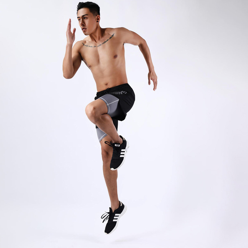 Sports Running Shorts Men's Cycling Marathon Summer Quick-Dry Training Fitness Equipment Lined Fake Two-Piece Three-Piece Pants