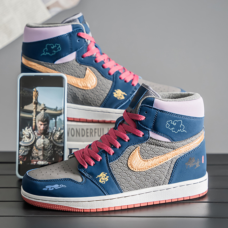 Putian Aj Men's Shoes High-Top Black Myth Wukong Limited Sports and Leisure Fleece-Lined Sneakers Aj1 Air Force One Women's Shoes