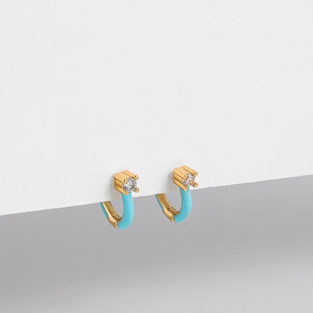 4g Weight Artificial Gemstones Inlay Material Earrings Classification Housewarming, Anniversary, Business, Wedding, Travel, Birthday, Festival Occasion Alloy Material Geometric Pattern Women'S Gender Stoving Varnish Design White, Purple, Blue, Yellow Color Geometric Stoving Varnish Alloy Artificial Gemstones Hoop Earrings 11