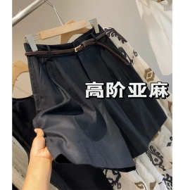 赞爆了！这条闭眼入~高阶30亚麻 刮色工艺经典型含腰带休闲短裤女