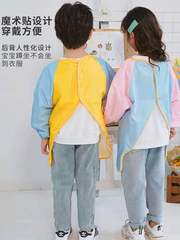 Children's smock waterproof and anti-dirty printed logo summer thin baby protective clothing baby eating bib painting apron