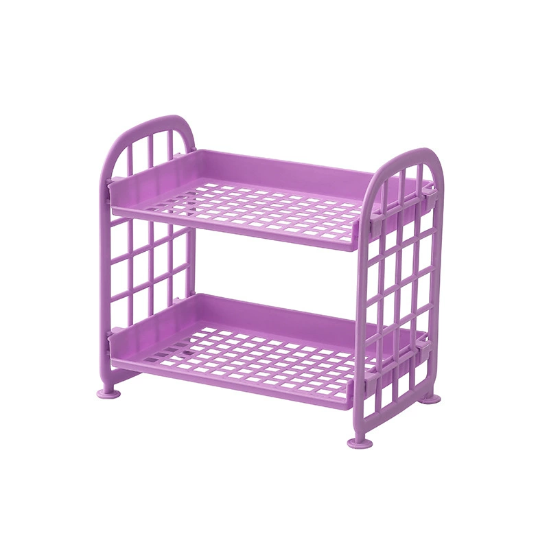 Foldable Cosmetic Storage Shelf, Double-Layer Desktop Organizer, Heart Design, 22×15×4 cm