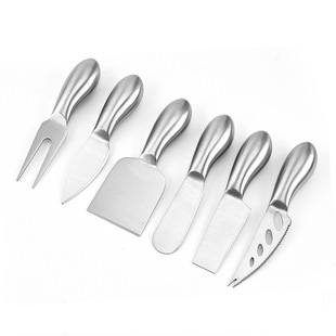 Cross-border stainless steel hollow handle cheese knife six-piece set butter knife sauce spatula cheese cutter baking tools wholesale