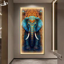 大象过道灯挂画客厅玄关装饰画镶钻吉象画尽头入户门壁画走廊高档