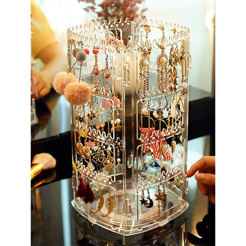 Acrylic 4-layer 360 rotating earring stand transparent jewelry necklace stand jewelry classic ins jewelry display stand