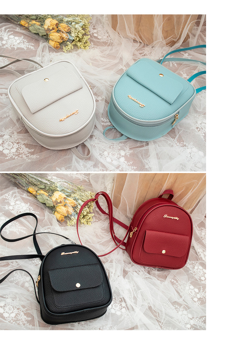 Factory Wholesale Daily Backpack Mini Korean Style Lychee Pattern Small Bag  New Simple Women's Small Backpack display picture 11