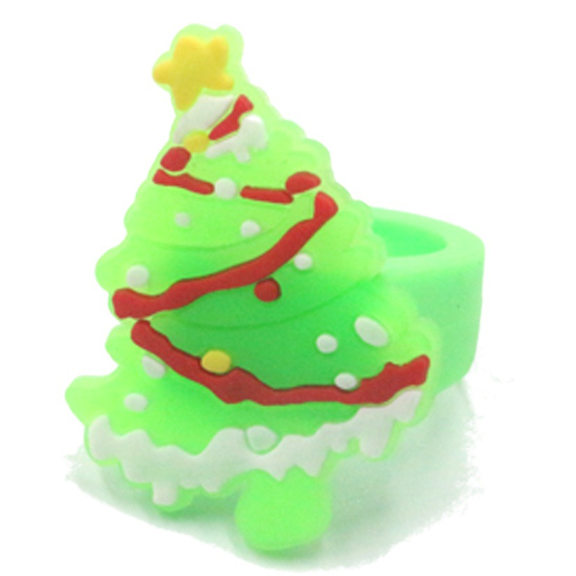 New Christmas Ring Children's Christmas Santa Elk Cane Soft Glue Ring Toy Gift
