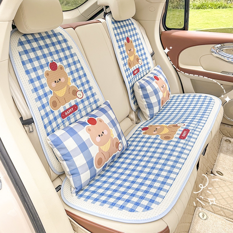 車用シートクッション、四季通用、夏用アイスシルク、快適で通気性のあるシートクッション、かわいい車内インテリアシートカバー|undefined