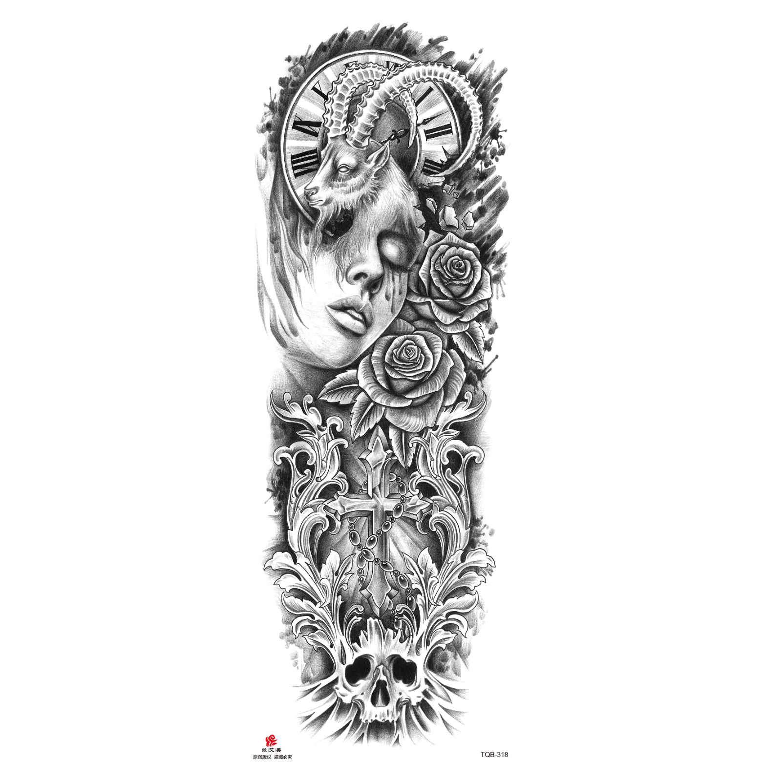Pegatinas de tatuaje de brazo largo de flor brazo completo tatuaje impermeable tatuaje temporal en stock al por mayor pegatinas de tatuaje de brazo completo