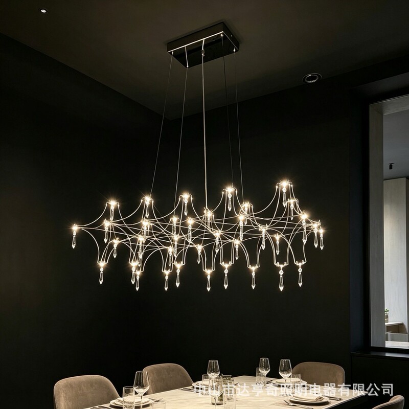 French-Style Light Luxury Long Strip Light Cube Chandelier, Post-Modern Clothing Store, Hotel Restaurant Front Desk, Cash Register, Starry Sky Light