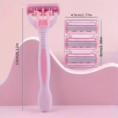 クロスボーダー代発手動髭剃りピンク6層女性ブレード牛角スクレーパー手動卸売りスクレーパー