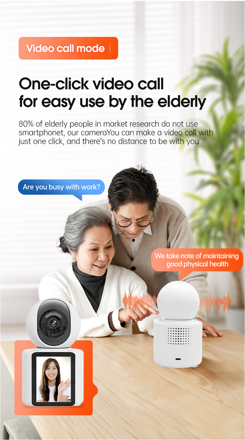 Video Surveillance Camera One-Click Call Two-Way Communication Home Elderly Child Care Monitor_voghion.com