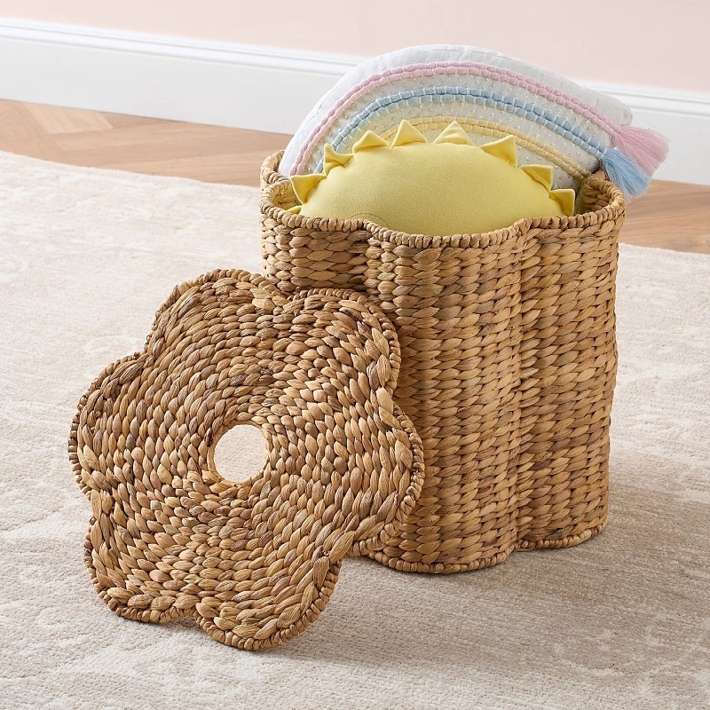 Cestas de almacenamiento de paja nórdica personalizadas con cubierta de calabaza cestas de almacenamiento de hierba tejidas a mano cestas de almacenamiento de decoración doméstica