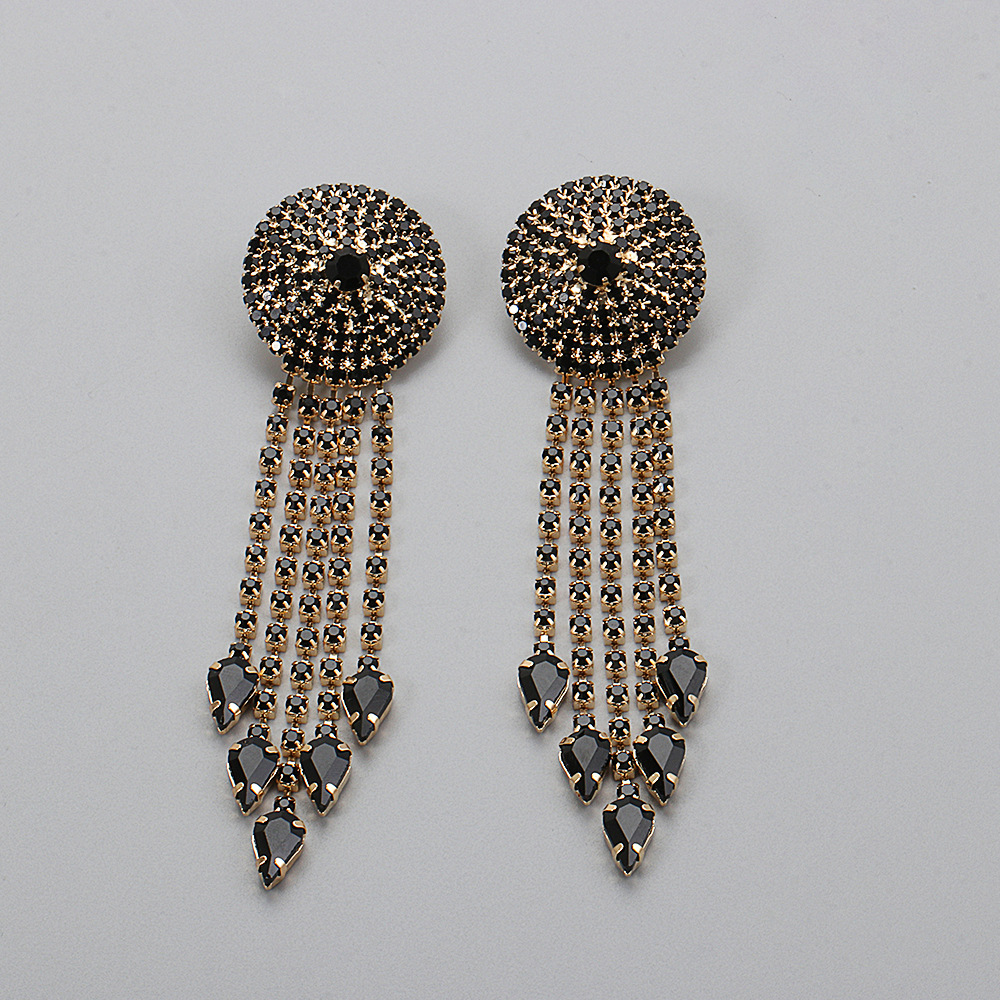 Fashion Diamond Tassel Alloy Earrings Wholesale display picture 18