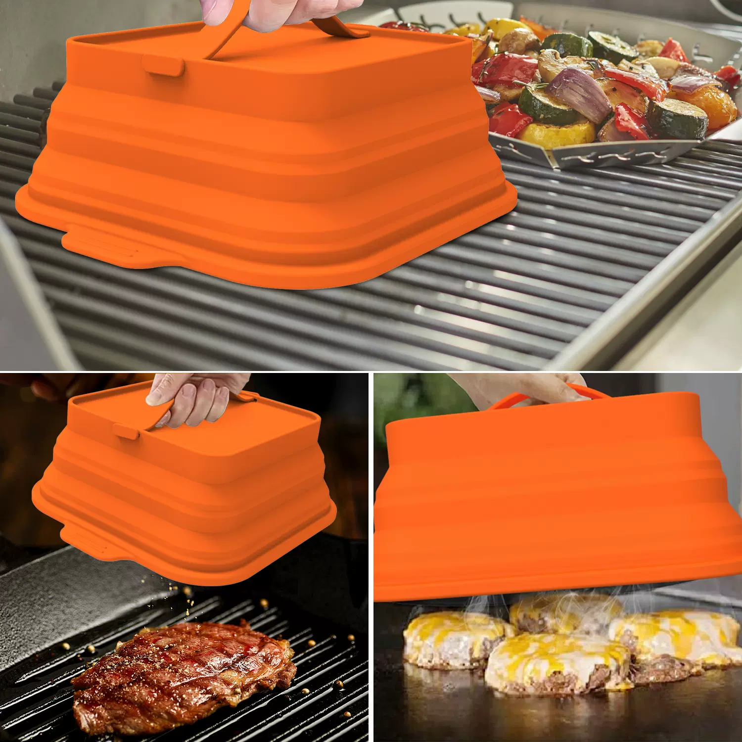 定制跨境黑石烤炉锅盖烤盘盖黑石烤炉BBQ户外方形防尘烧烤盖子