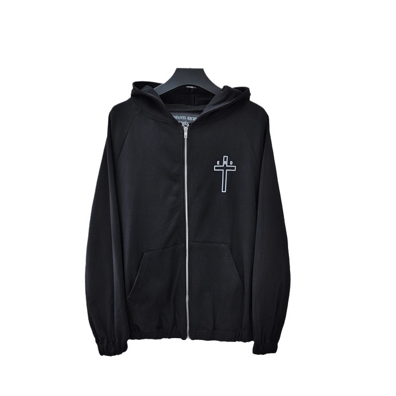 ERD melancolía rica Segunda Generación Cruz carta VTG cremallera suéter con capucha calle cardigan pareja exterior Jersey moda