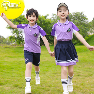 Summer 2023 children's cotton short-sleeved two-piece school uniform for primary school students kindergarten Garden clothes singing competition group clothes