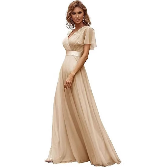Amazon Foreign Trade Timeless Beauty Bridal Gown Wedding Bridesmaid Double V-Neck Empire Waist Front Wrap Tulle Dress Amazon Foreign Trade Timeless Beauty Bridal Gown Wedding Bridesmaid Double V-Neck Empire Waist Front Wrap Tulle Dress