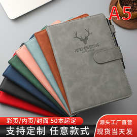 商务办公复古会议A5商务笔记本 羊巴皮软面抄手账本PU磁扣记事本