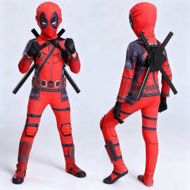 死侍Cosplay连体紧身衣舞台表演服服装儿童男Deadpool万圣节