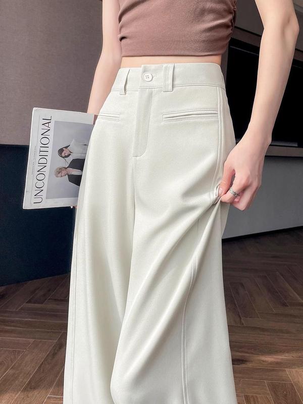 灰色西装裤女秋季新款梨形身材裤子高腰直筒宽松垂感拖地阔腿裤|undefined