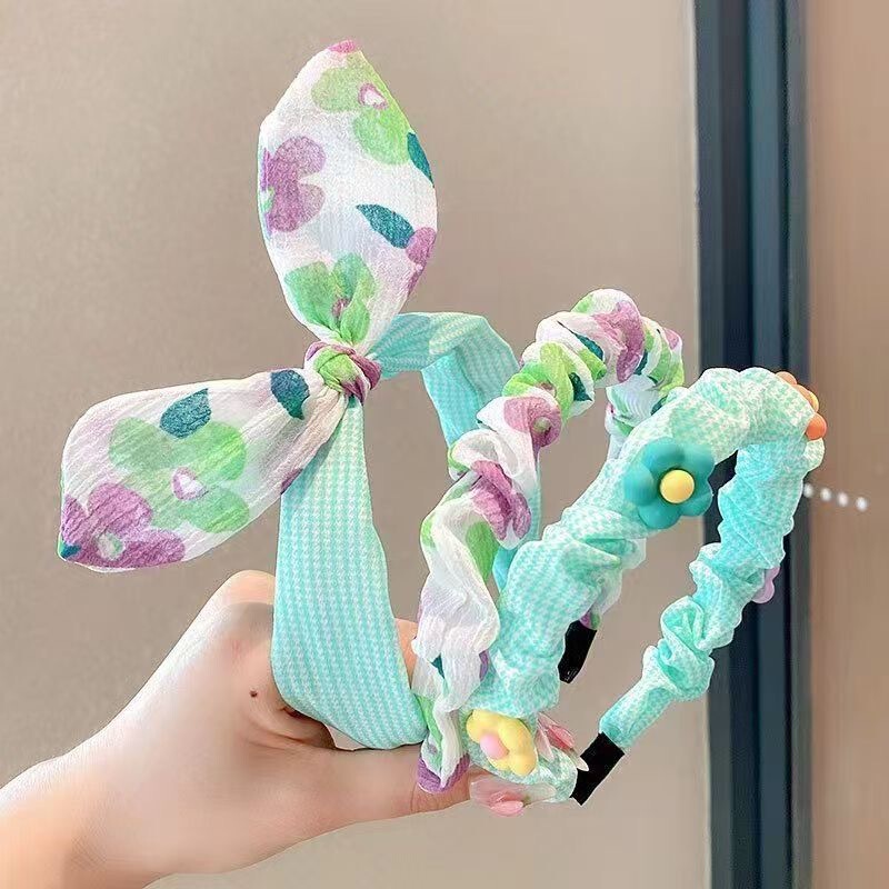 Xingdailu 子供用ヘアバンド女の子用、新鮮でかわいい、滑り止めヘアクリップ、ベビーウサギの耳リボンヘッドバンド|undefined