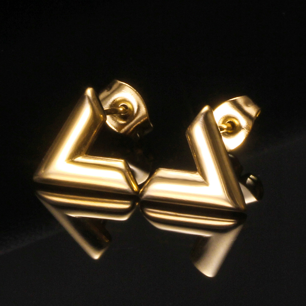 Simple Style V Shape Titanium Steel Plating Ear Studs 1 Pair