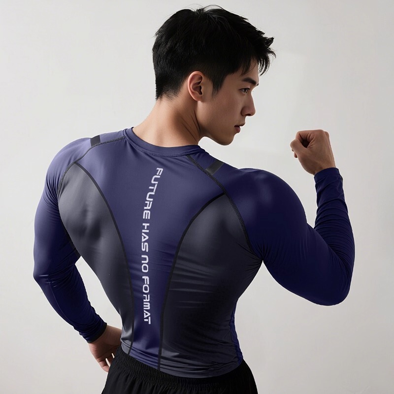 Quick-Drying Tight-Fitting Men's Long-Sleeved Seamless Sports Tops Running Fitness Training Clothes Autumn and Winter Thin Fitness Clothes