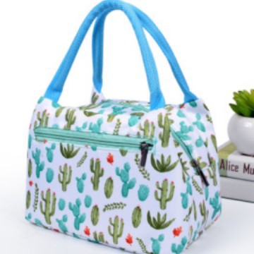 Nueva moda cremallera bolsa de aislamiento térmico Portátil Bolsa de almuerzo impermeable de dibujos animados de las mujeres con papel de aluminio bolsa de almuerzo de aislamiento térmico