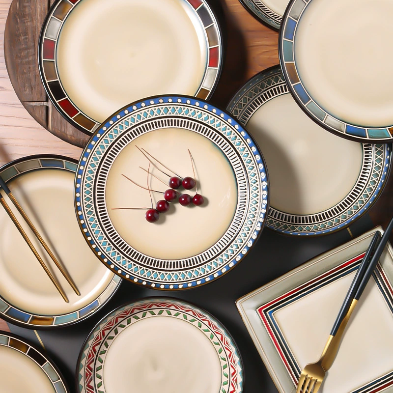 European -style ceramic dishes underglaze color hand -painted plate house dish dish dish salad plate creative fruit plate cattle steak flat plate