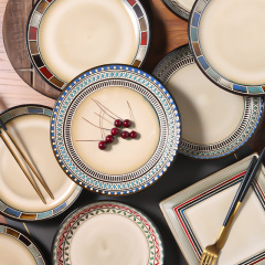 European ceramic dinner plate, underglaze color hand-painted plate, household vegetable plate, salad plate, creative fruit plate, steak plate, flat plate