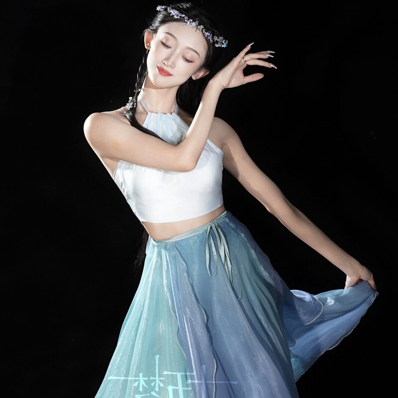 2025春季古风爵士吊带露脐+大露背肚兜,自由调节古典舞服装|undefined