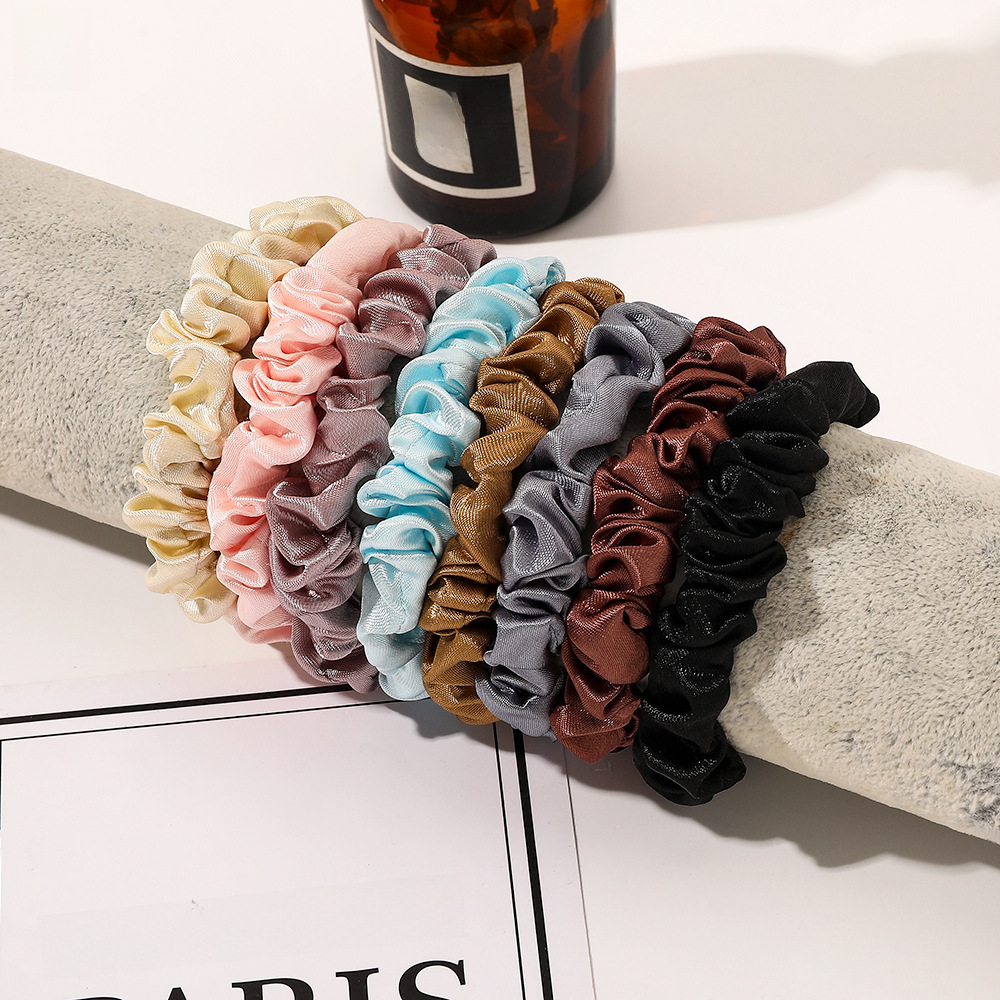 Qiyue coreano cetim intestino grosso faixa de cabelo fresco cor sólida fina cabeça corda cetim rabo de cavalo bola faixa de cabelo feminino atacado_voghion.com