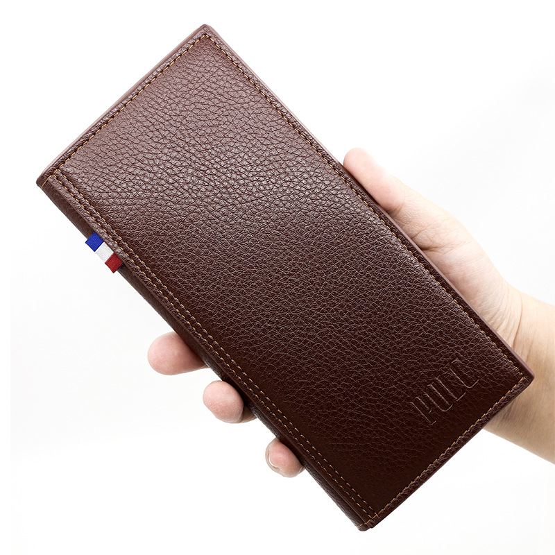 Nuevos hombres de larga cartera simple negocio pu Tríptico de los hombres cartera multi-funcional multi-Tarjeta Bolsa De fábrica al por mayor