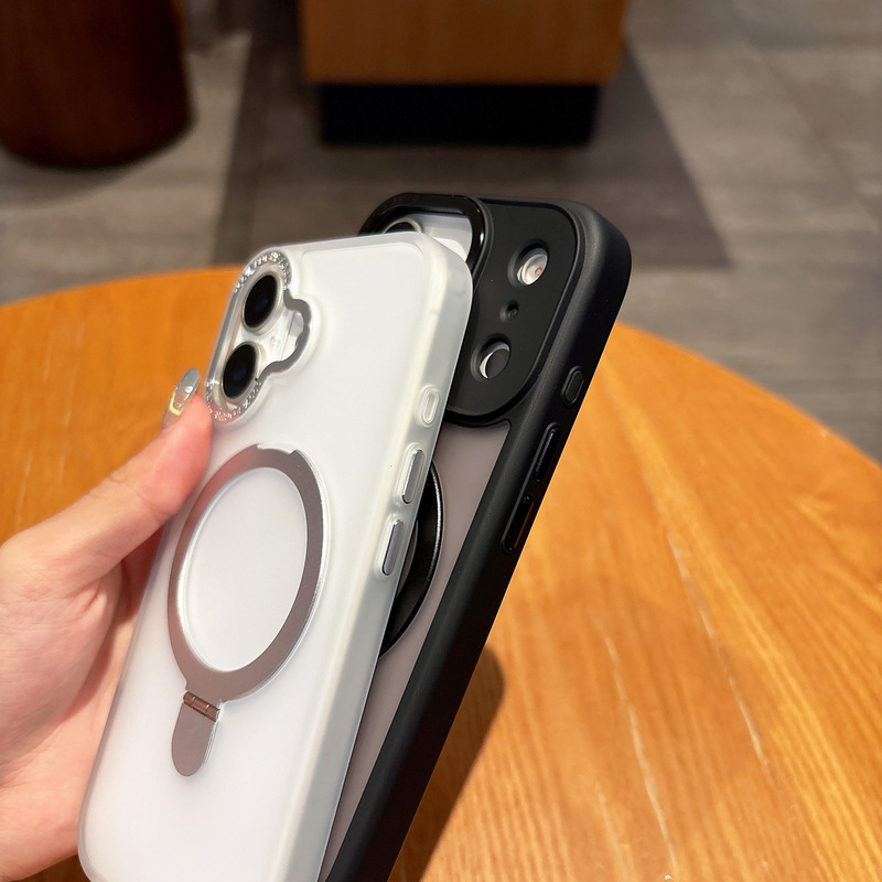 适用iPhone17promax手机壳折叠磁吸支架苹果16磨砂肤感防摔保护套|undefined