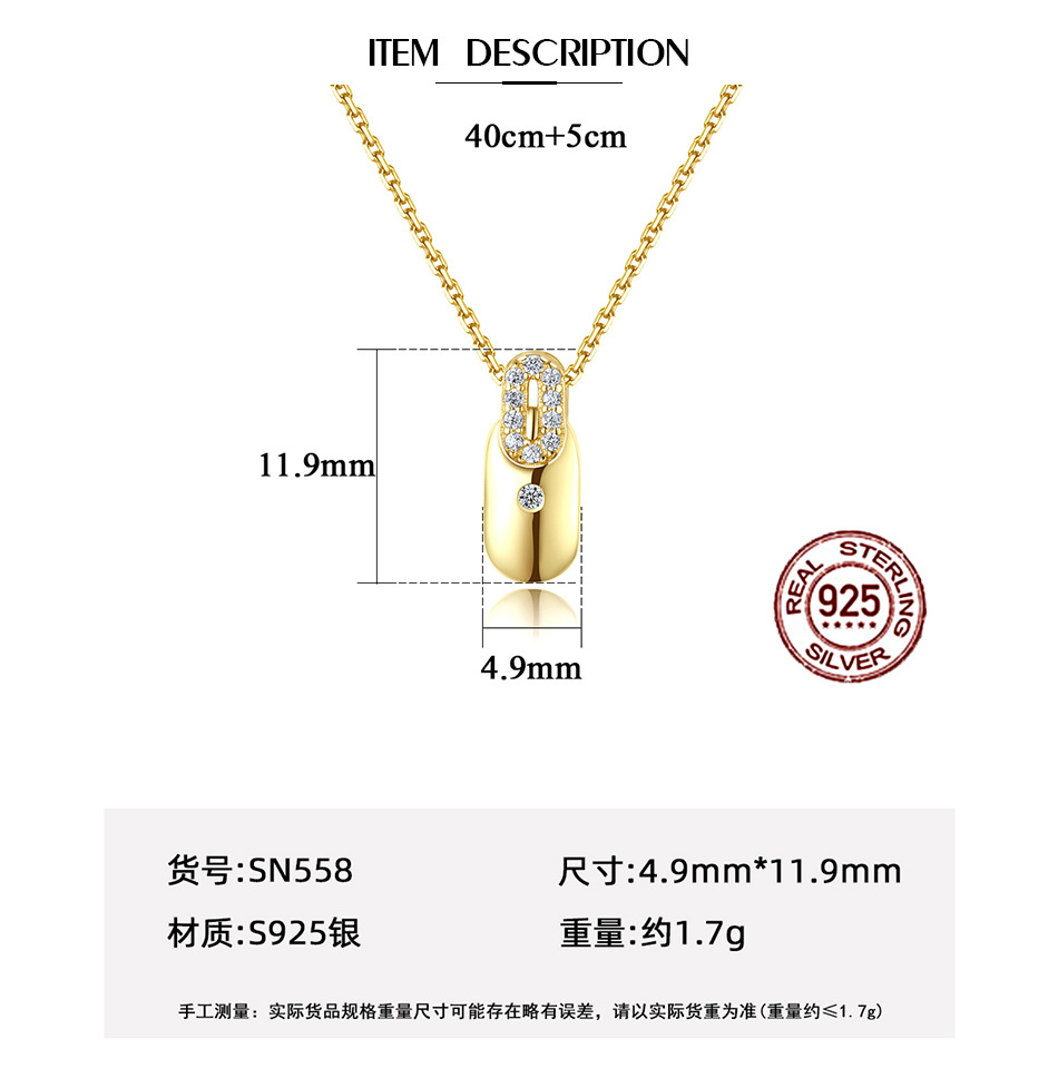 S925 Silver Fashion Gold Plated Necklace display picture 1