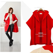 外单韩国日系日本外贸斗篷毛呢外套春装呢子大衣胖新款中长风衣