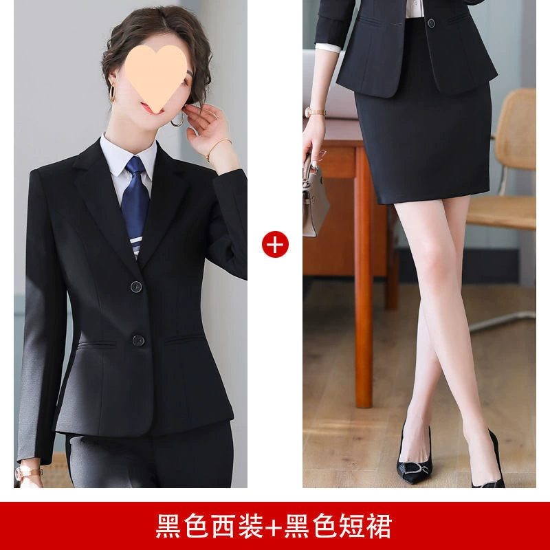 Осенний демисезонный классический пиджак, комплект, с длинным рукавом для работы