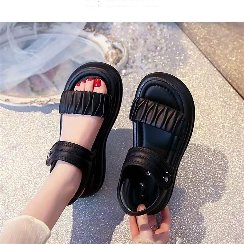 Red popularidad explosiva sandalias de hadas para mujeres 2026 nuevo verano versátil fondo grueso con falda sandálias casuales de playa