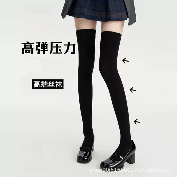 Widened Screw-Thread Anti-Slip Thigh-High Socks Over-The-Knee Socks for Female Students Casual Style Jk Long Striped High Socks Long Socks