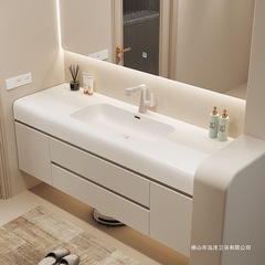 新しいクリームスタイルのバスルームキャビネット佛山セラミック一体型洗面台洗面台キャビネット組み合わせ洗面台