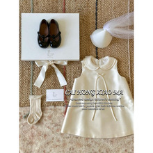 韩国童装女童连衣裙夏新款儿童洋气高级感娃娃领公主礼服高级裙子