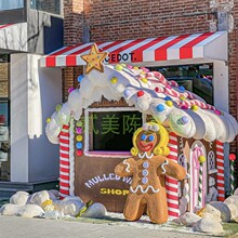 圣诞节姜饼人泡沫雕塑圣诞老人网红拍照打卡装置道具雪人拐杖糖
