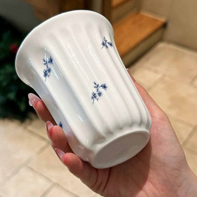 复古碎花不规则陶瓷杯咖啡杯小清新喝水杯茶杯法式中古风早餐杯|undefined