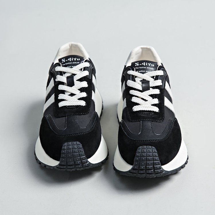 Forrest Gump Shoes Women's New Thick Sole Shoes Popular Women's Leather Heightening Retro Maillard Sports Women's Shoes_voghion.com