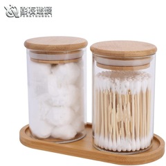 Wholesale transparent glass bottles, cotton swabs, cosmetic refill bottles, makeup cotton sealing jars 280ml, floss jars